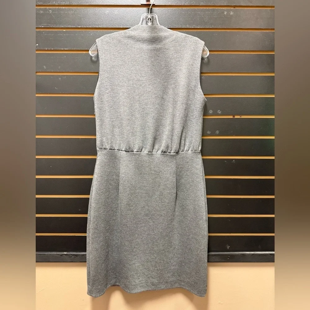 Tory Burch Gray Sleeveless Sheath Dress Double Button Front Size M